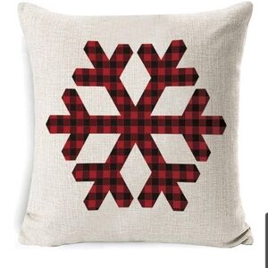Plaid Snowflake Holiday Throw Pillow Cover